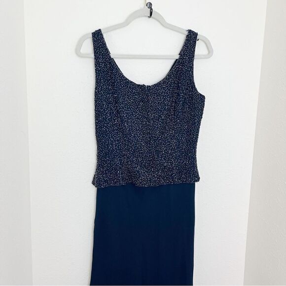 JKARA Navy Sequin Mother of Bride Evening Gown - Picture 8 of 13